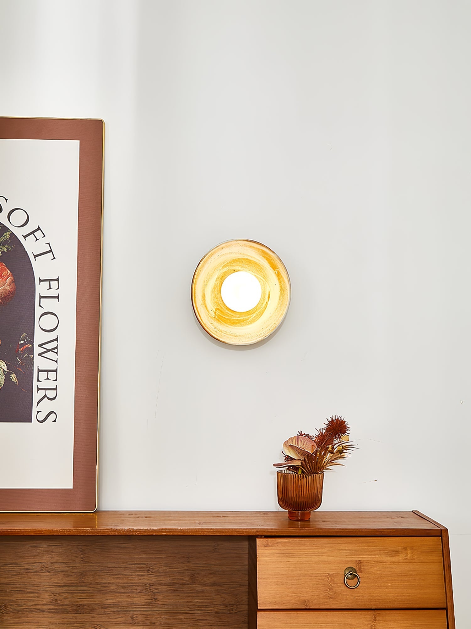 Solune Modern Minimalist Glass Wood Wall Light-Neutral Decor