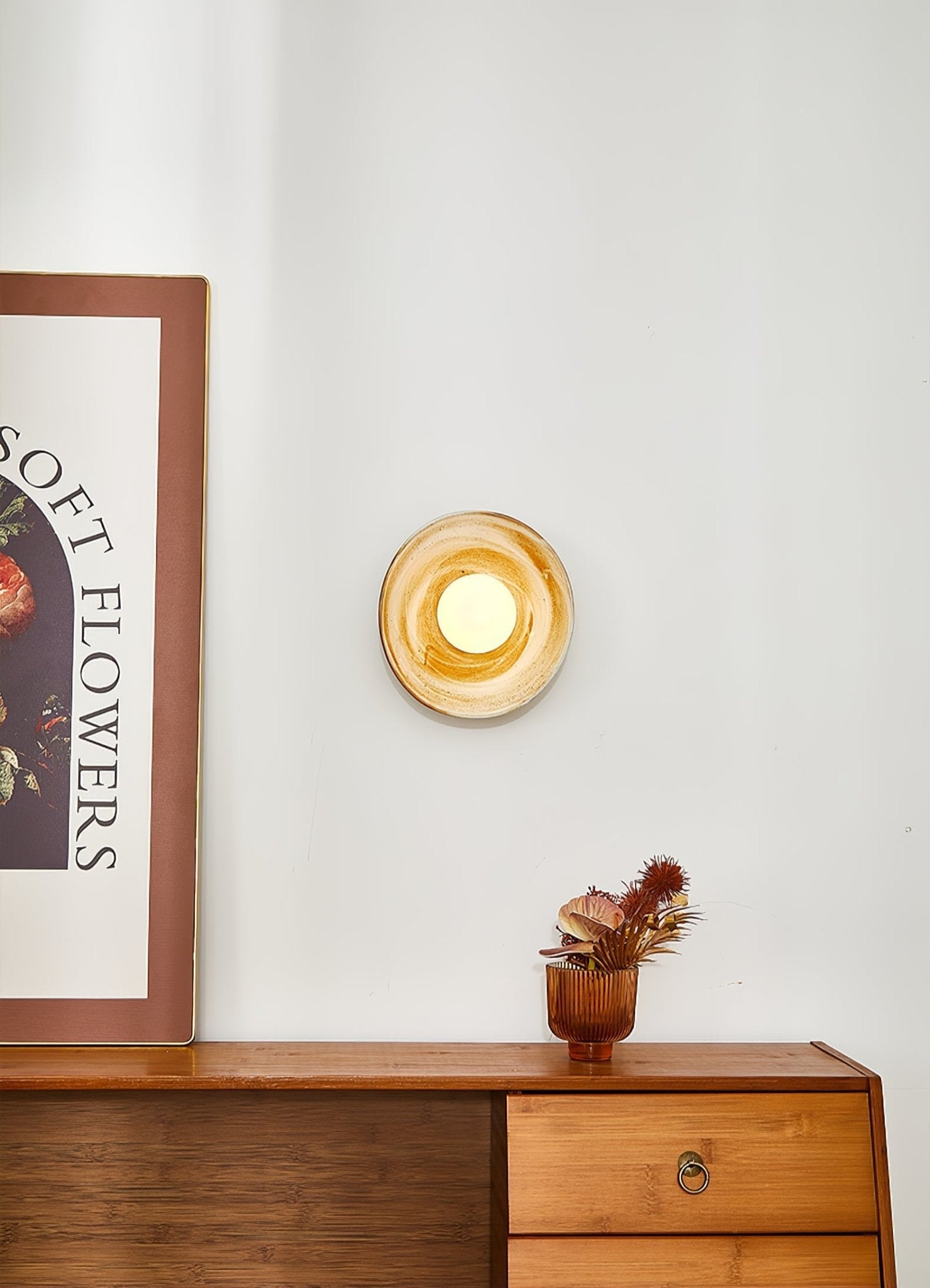 Solune Modern Minimalist Glass Wood Wall Light-Neutral Decor