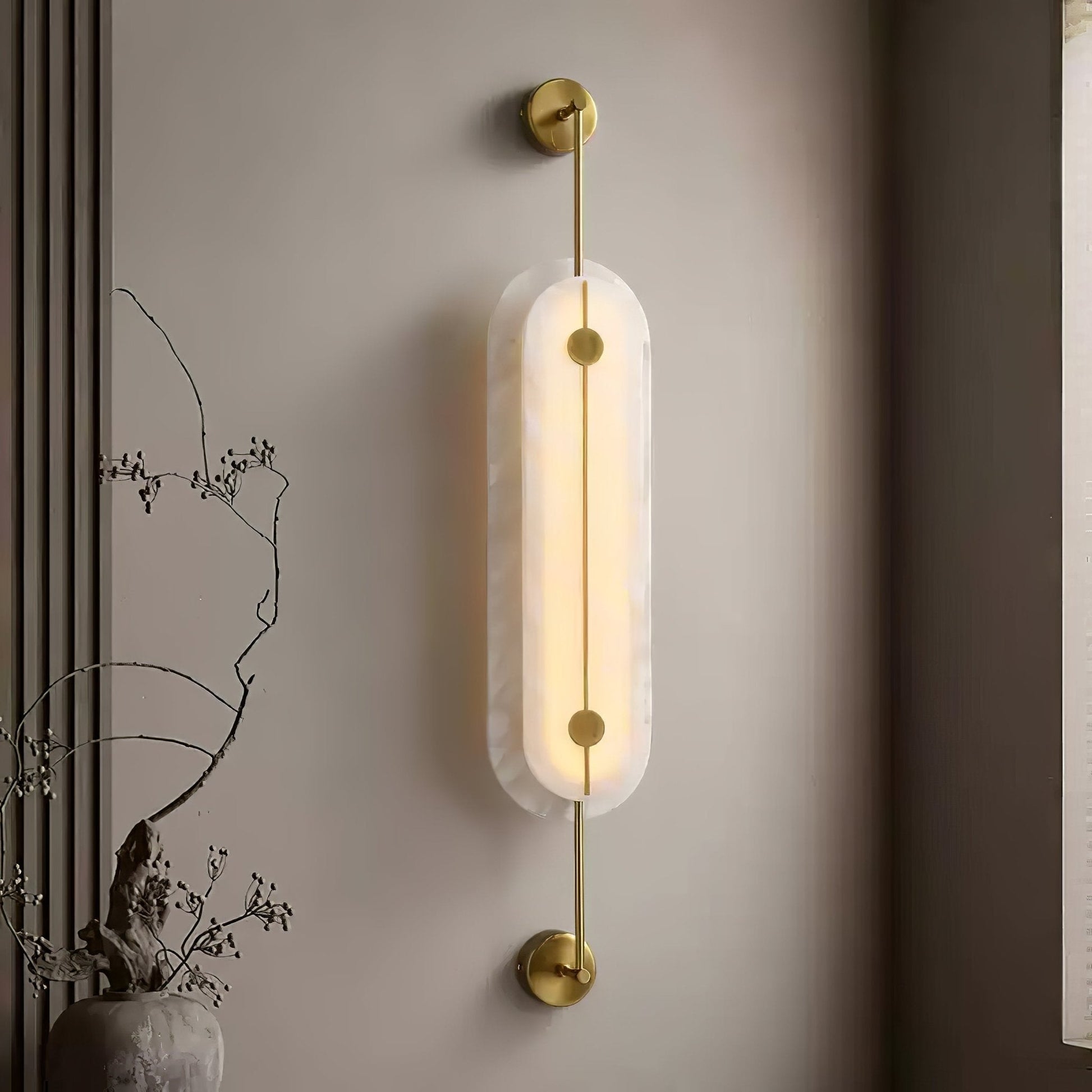 Cudorel Oval Alabaster Wall Light-Neutral Decor