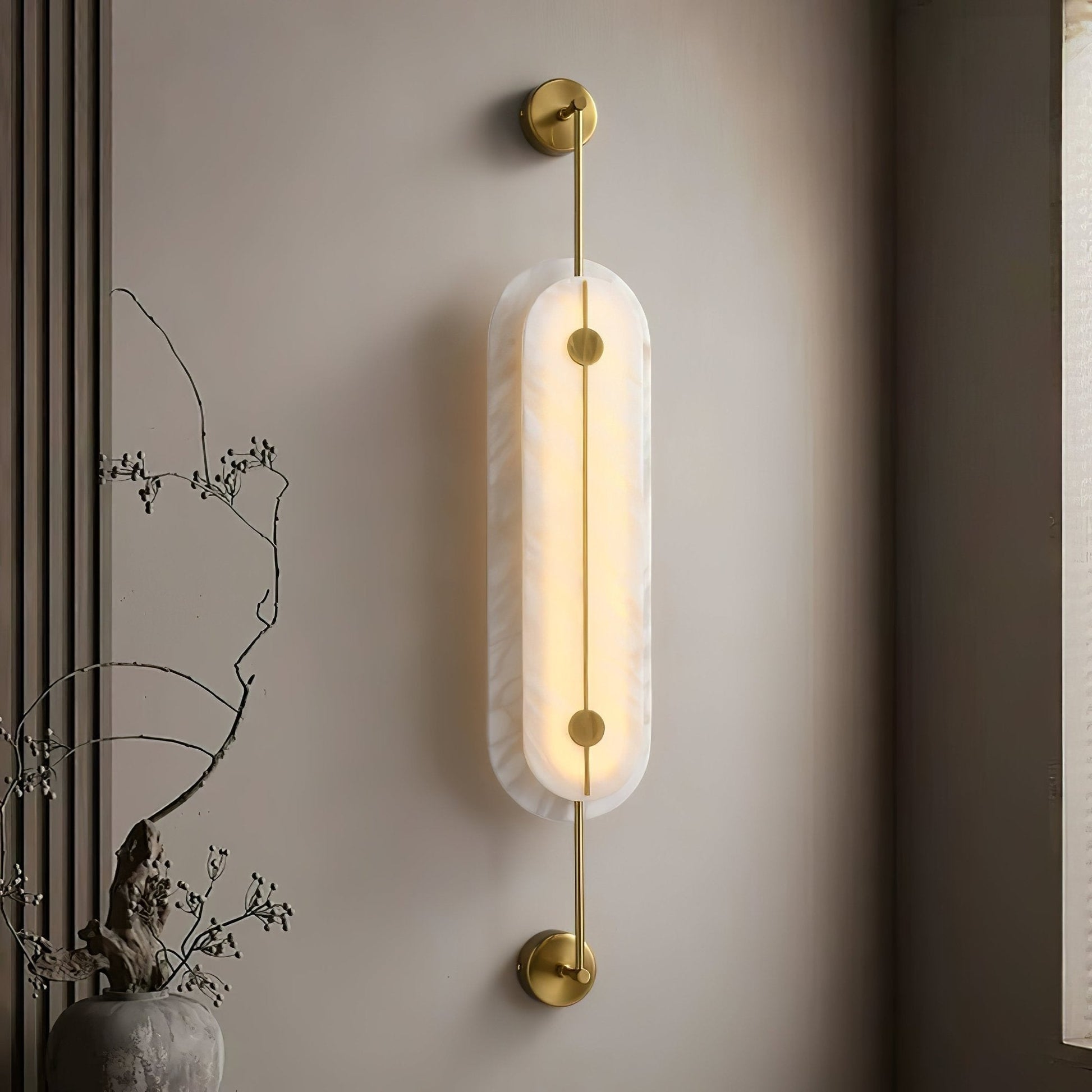 Cudorel Oval Alabaster Wall Light-Neutral Decor