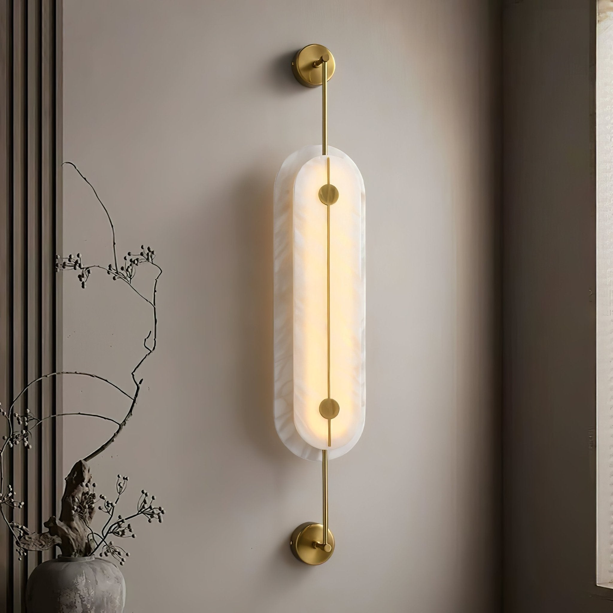 Cudorel Oval Alabaster Wall Light-Neutral Decor