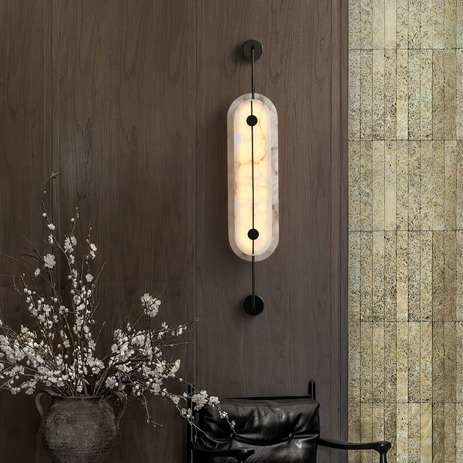 Cudorel Oval Alabaster Wall Light-Neutral Decor