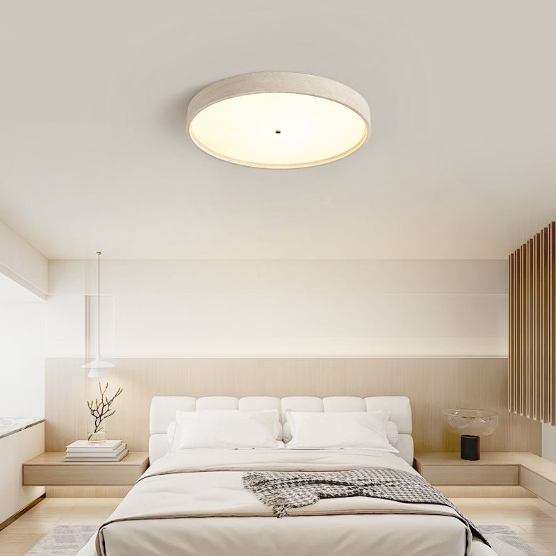 Lana Minimal Yellow Travertine Disc Ceiling Lamp-Neutral Decor