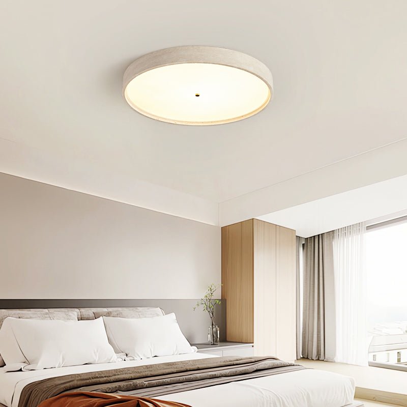 Lana Minimal Yellow Travertine Disc Ceiling Lamp-Neutral Decor