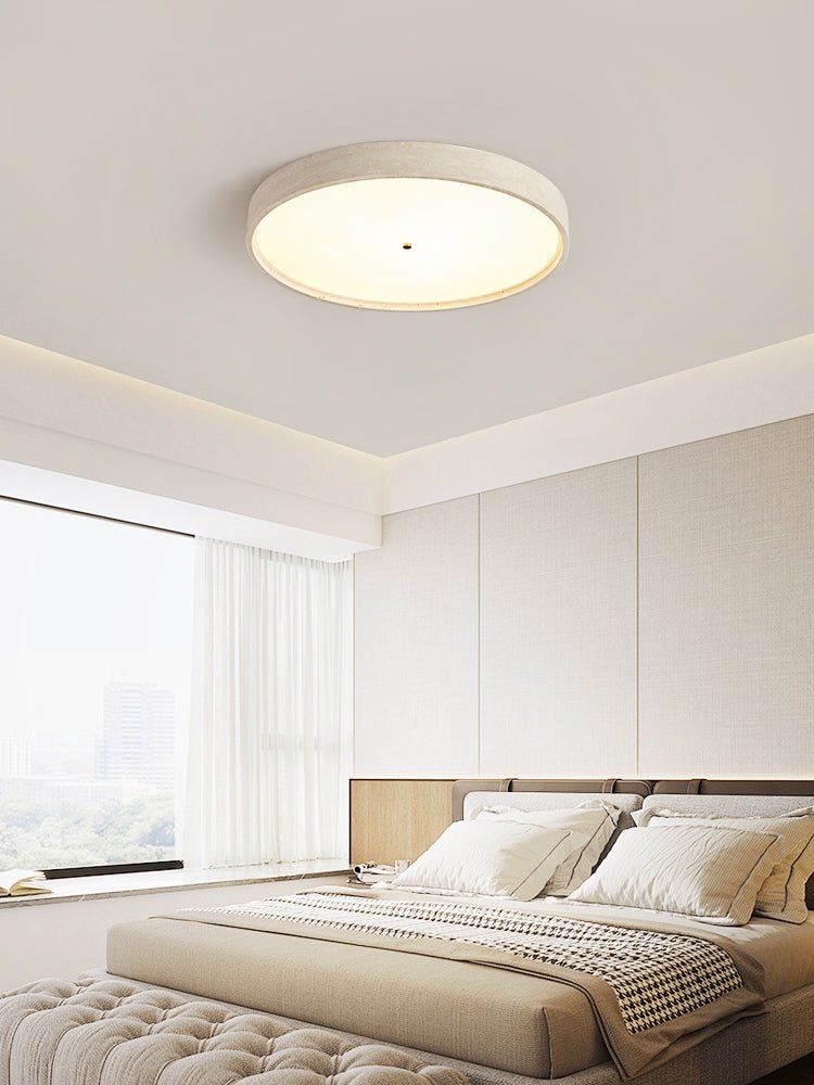 Lana Minimal Yellow Travertine Disc Ceiling Lamp-Neutral Decor