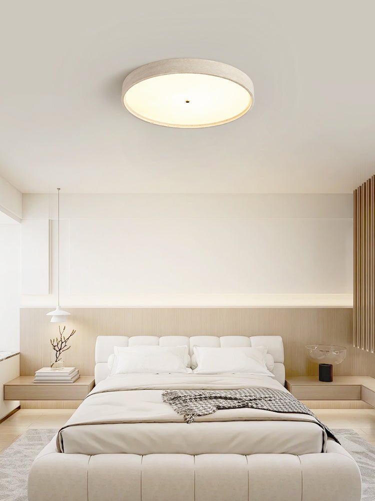 Lana Minimal Yellow Travertine Disc Ceiling Lamp-Neutral Decor