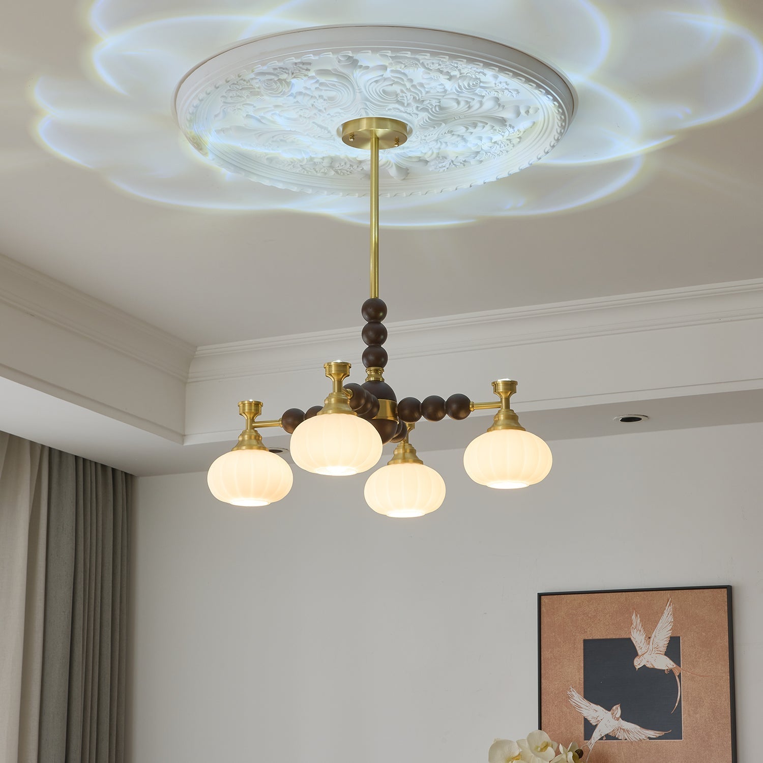 Avdorira Elegance Vintage Brass Wood Chandelier-Neutral Decor