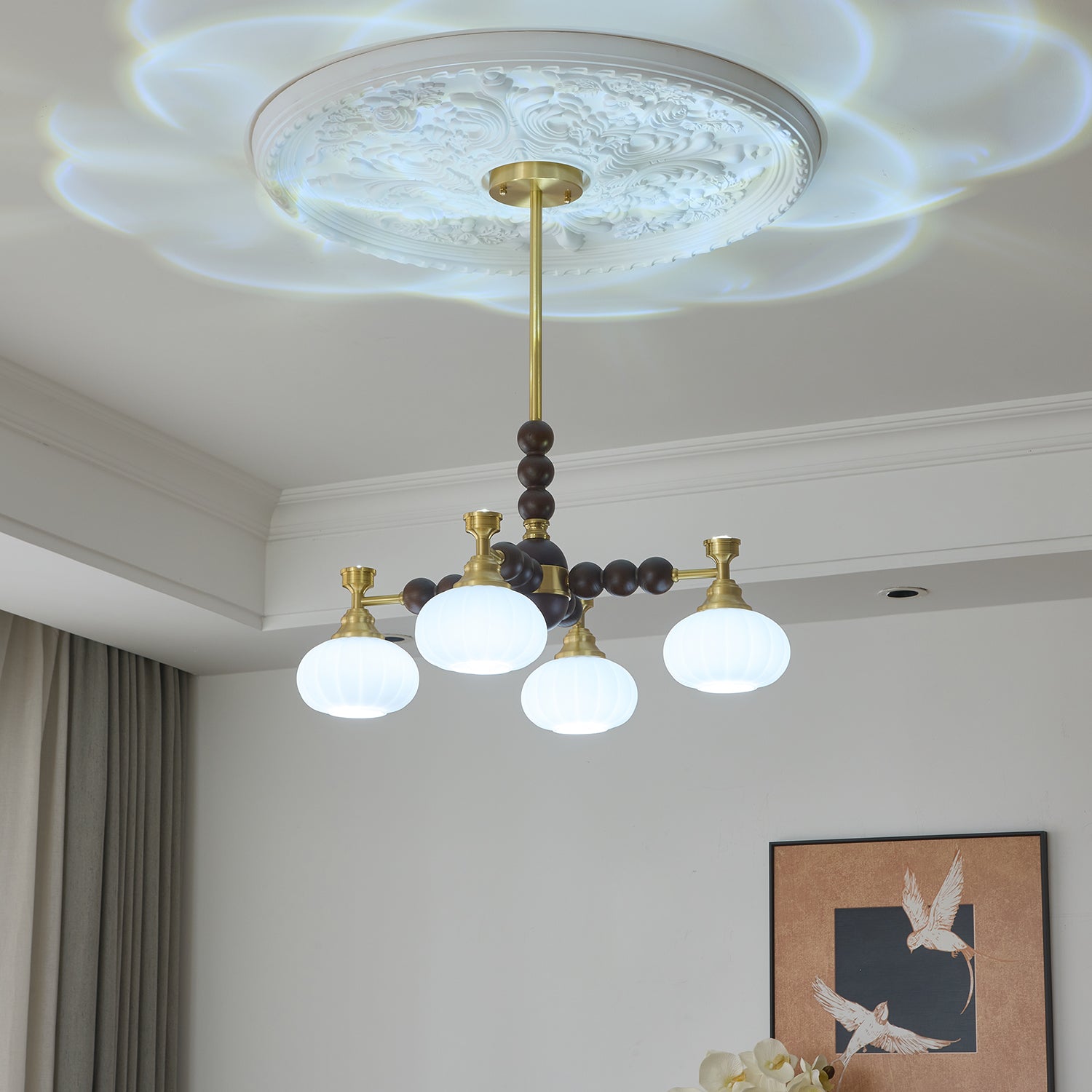 Avdorira Elegance Vintage Brass Wood Chandelier-Neutral Decor