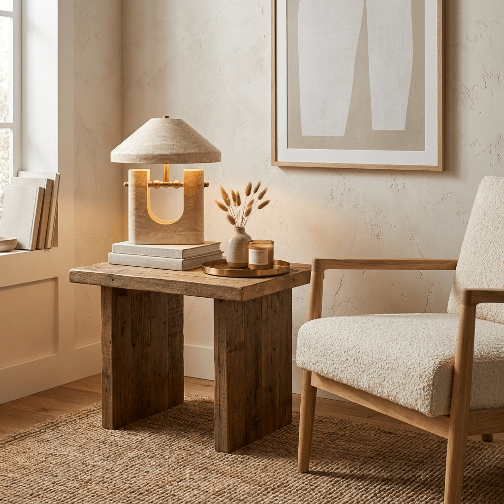 Solvra Yellow Travertine Table Lamp-Neutral Decor