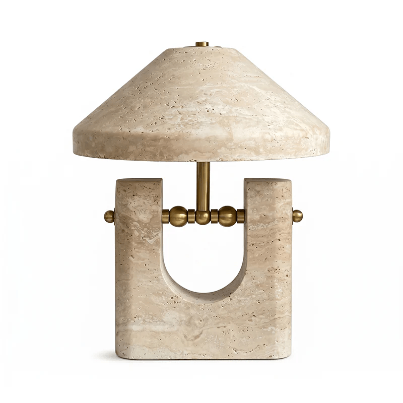 Solvra Yellow Travertine Table Lamp-Neutral Decor