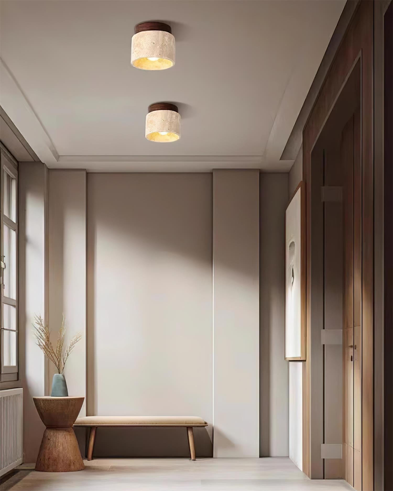 Lysaen Stone Travertine Ceiling Light-Neutral Decor