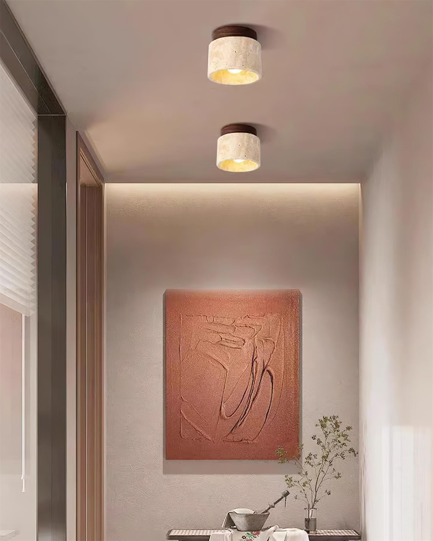 Lysaen Stone Travertine Ceiling Light-Neutral Decor
