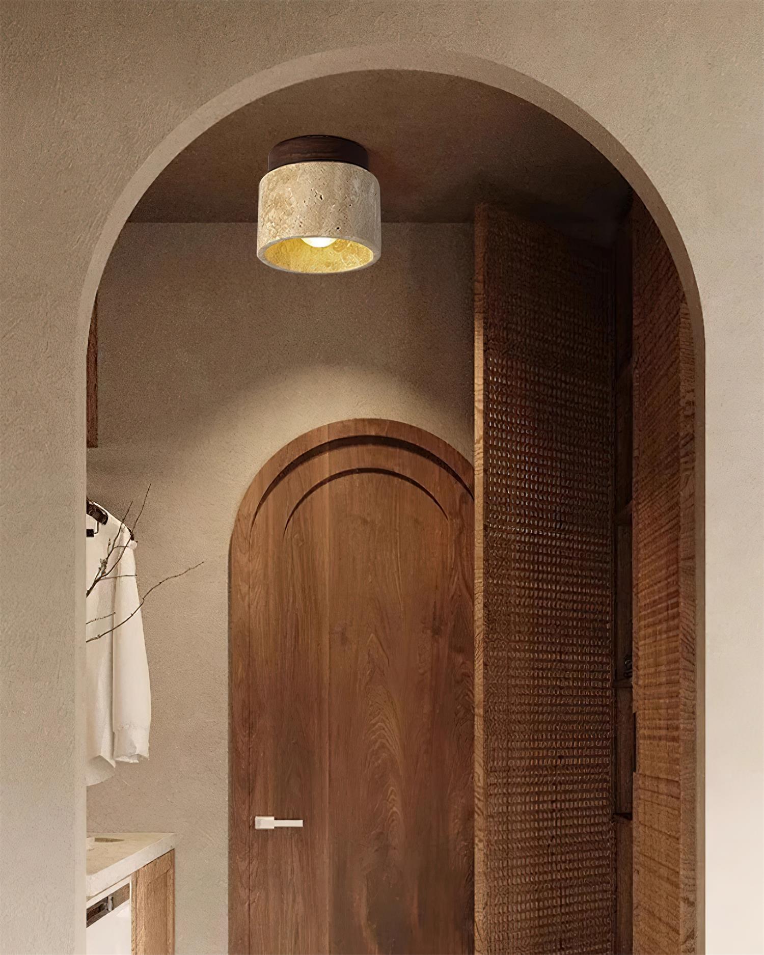Lysaen Stone Travertine Ceiling Light-Neutral Decor