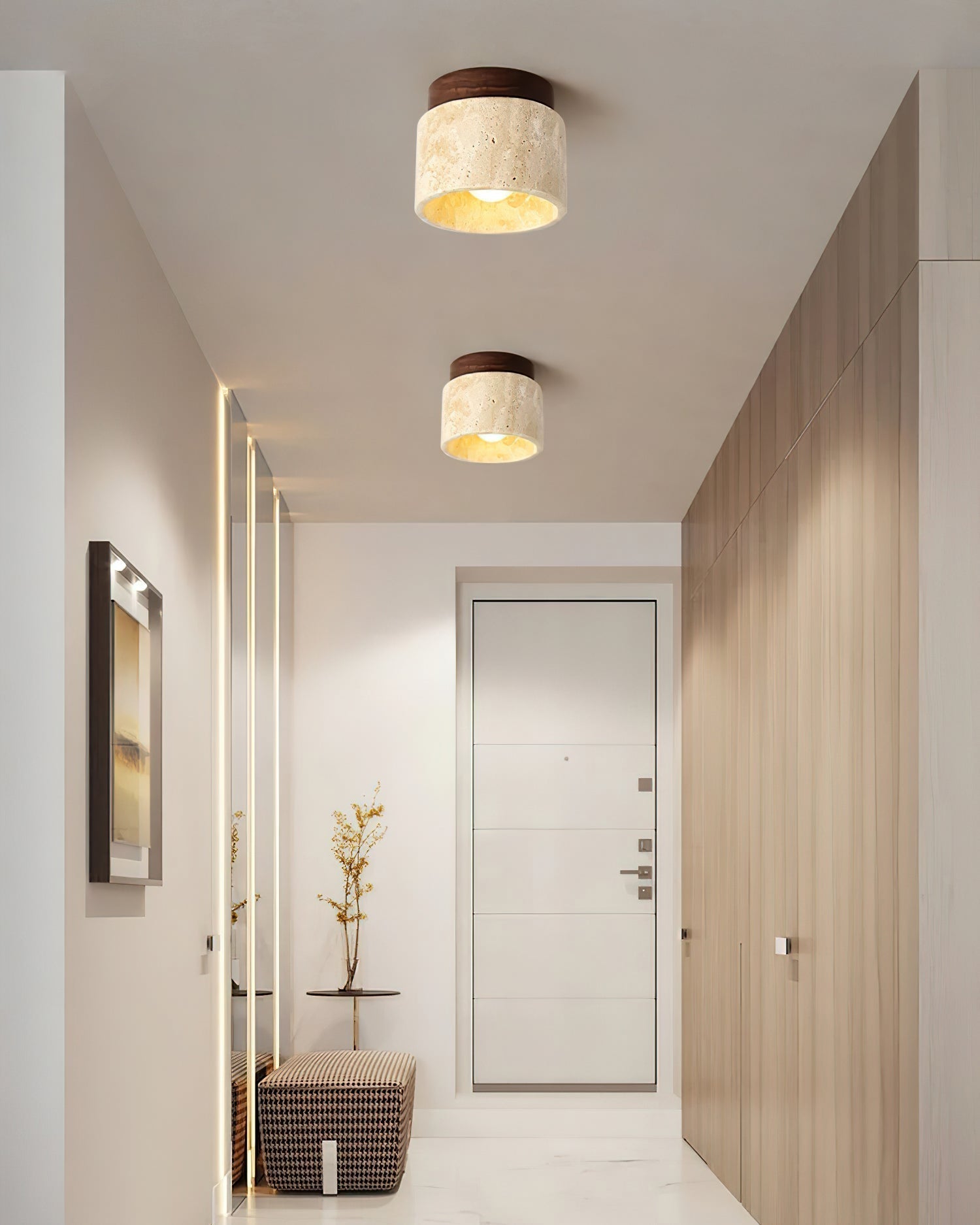 Lysaen Stone Travertine Ceiling Light-Neutral Decor