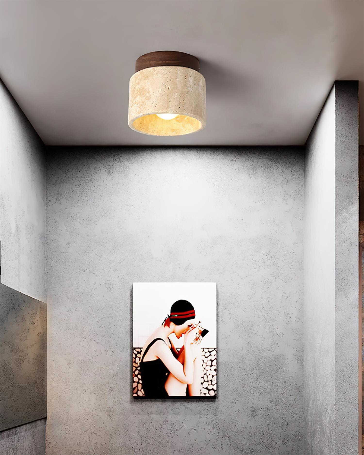 Lysaen Stone Travertine Ceiling Light-Neutral Decor