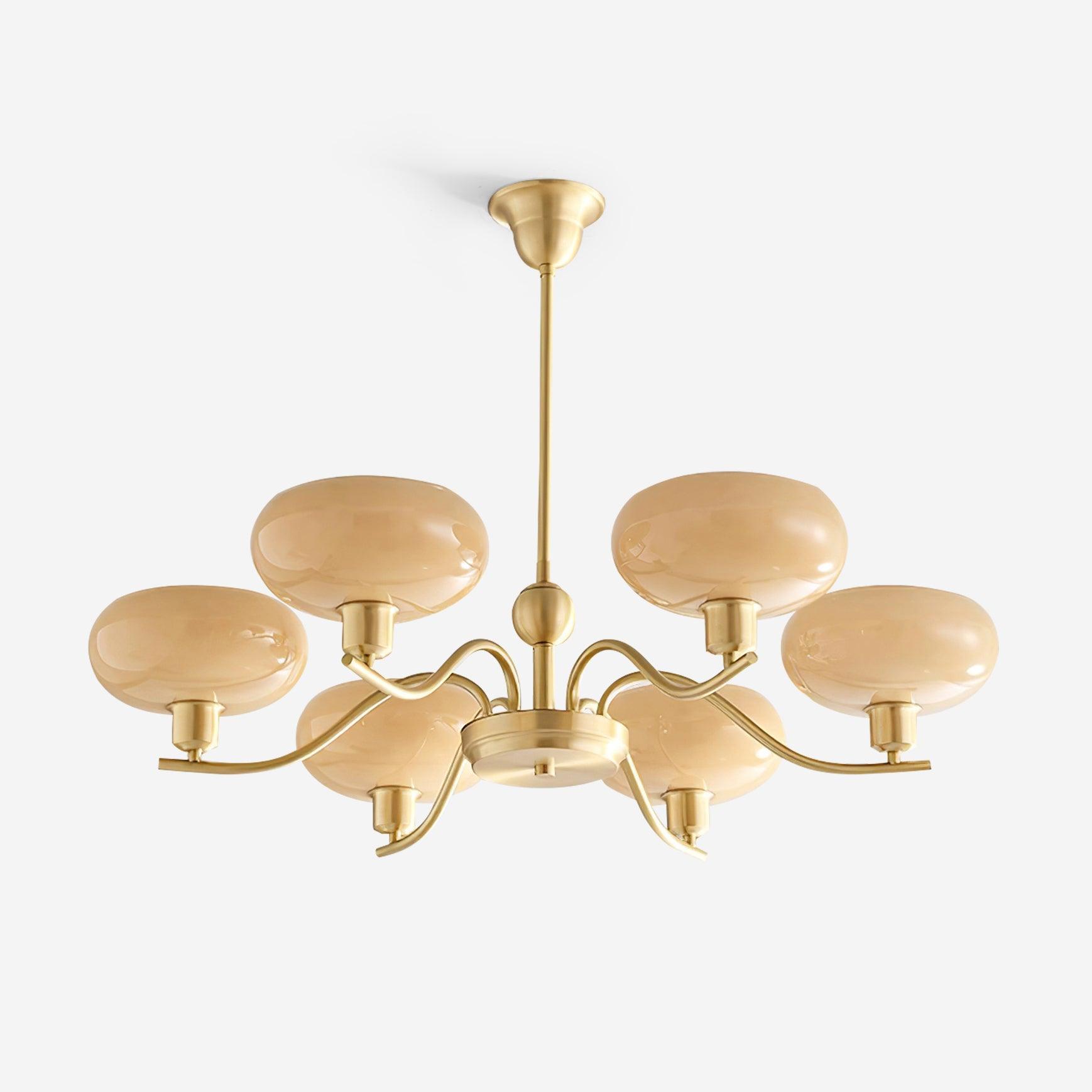 Hanna Chandelier Brass and Glass