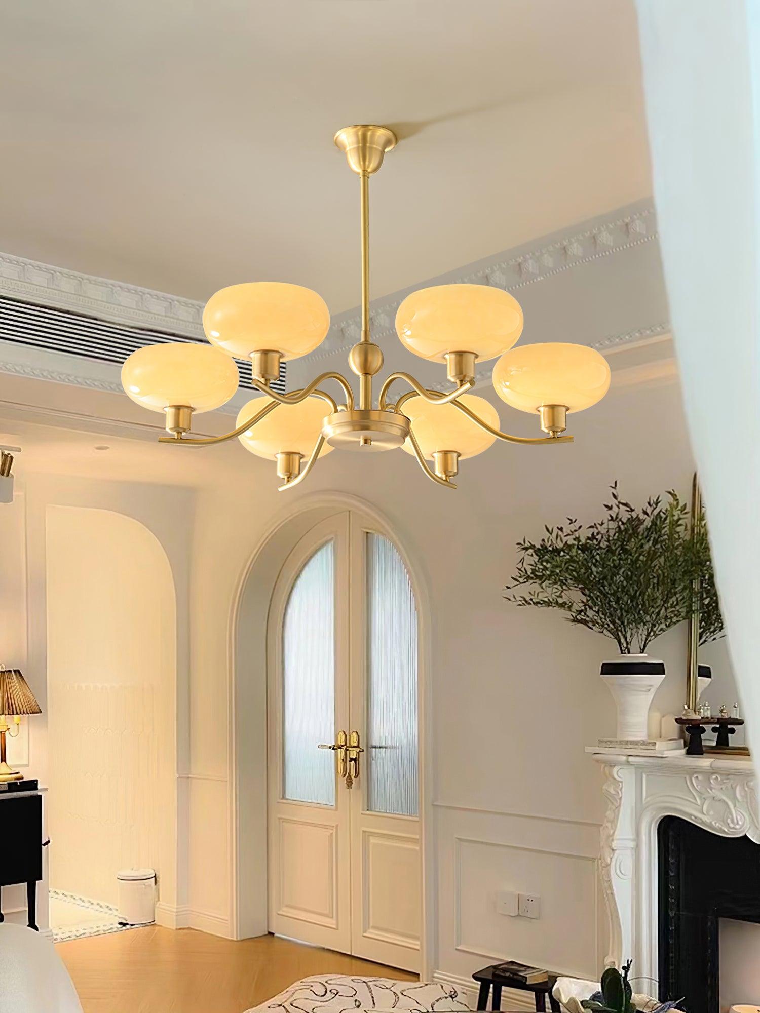 Hanna Chandelier Brass and Glass