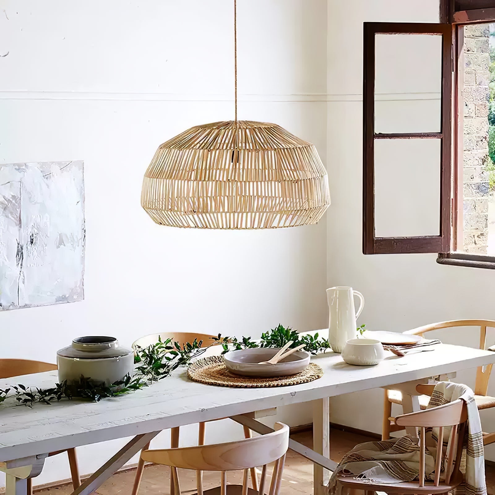 Cucarel Rattan Pendant Light-Neutral Decor