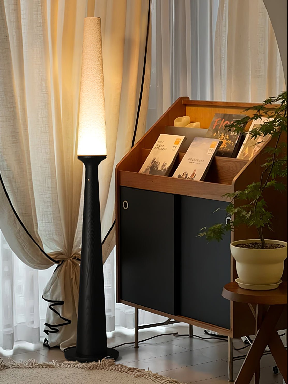 Vetheora Tapered Wood Floor Lamp-Neutral Decor