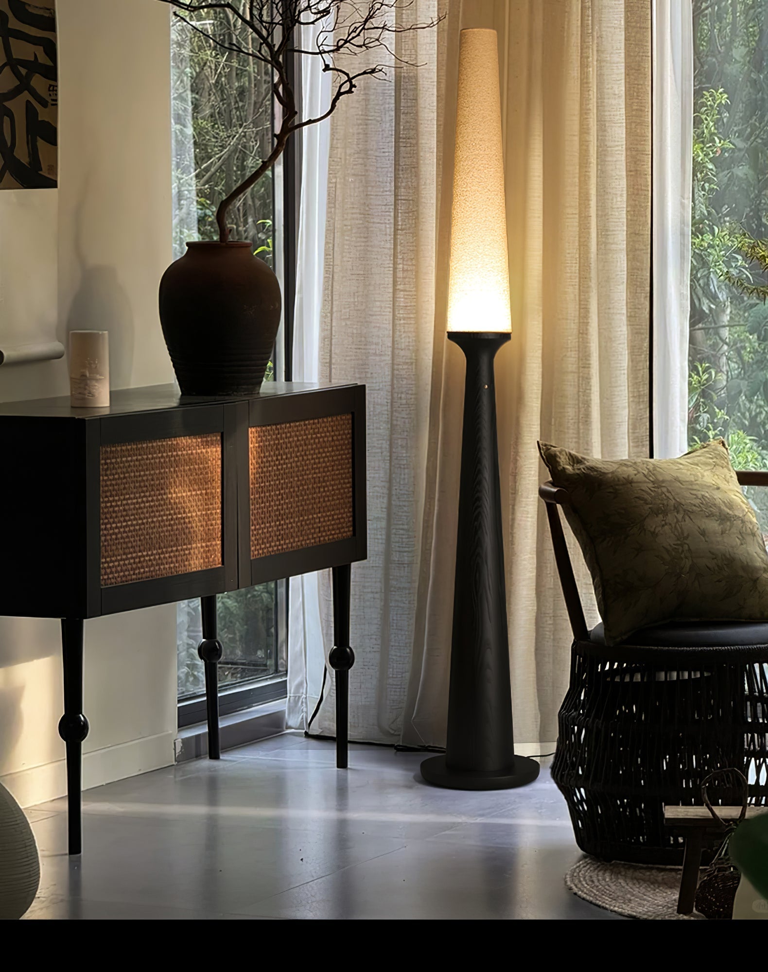 Vetheora Tapered Wood Floor Lamp-Neutral Decor