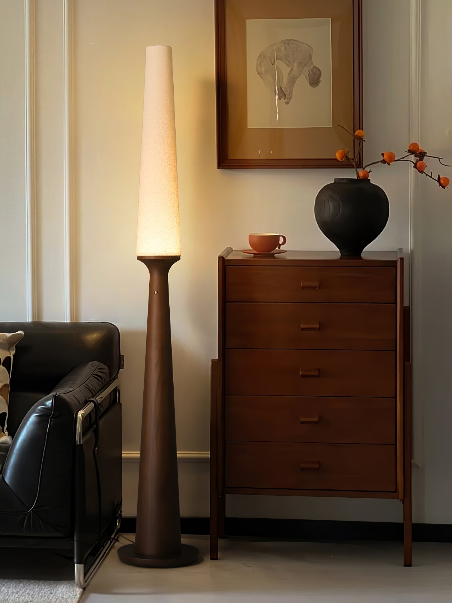 Vetheora Tapered Wood Floor Lamp-Neutral Decor