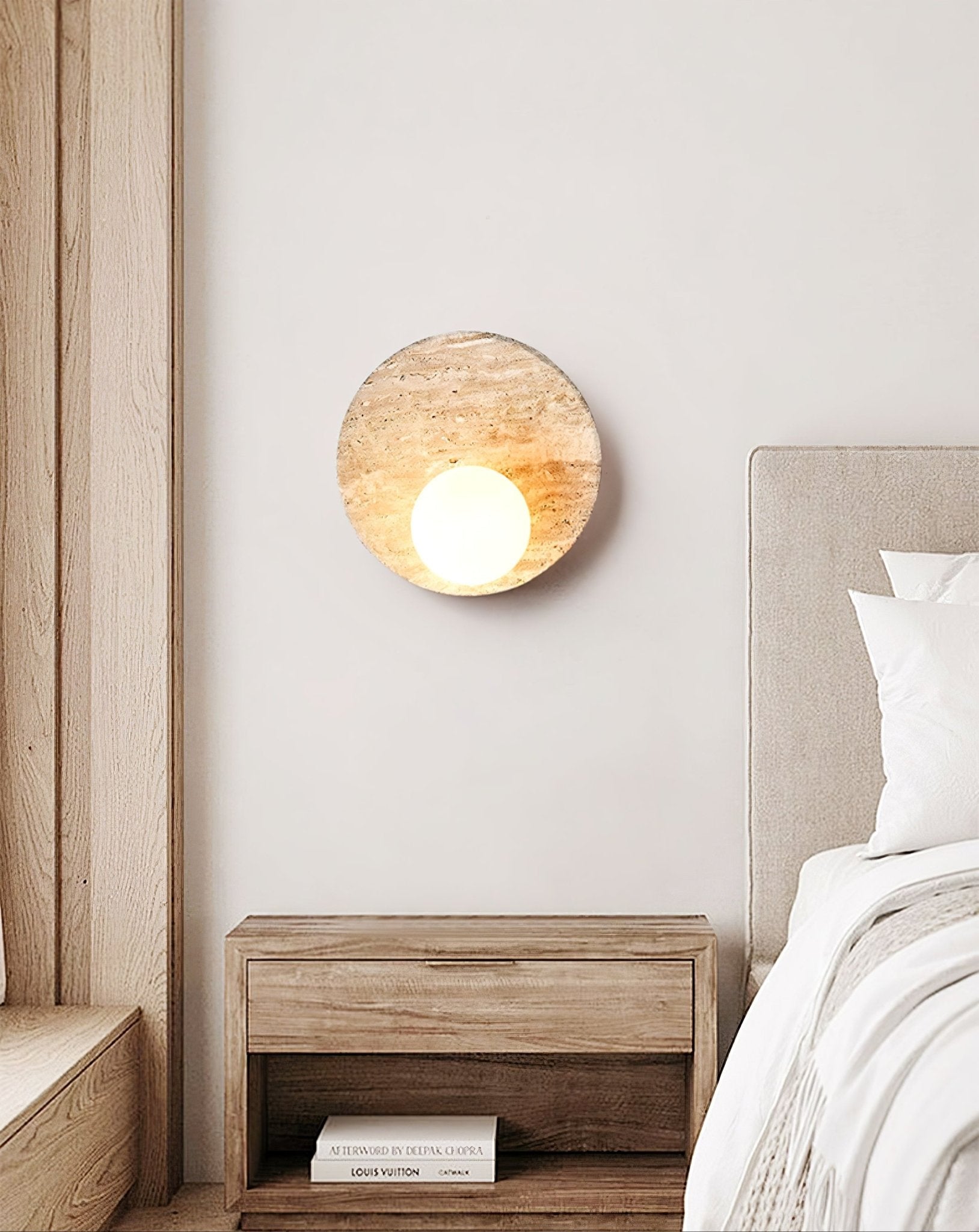 Kivros Travertine Sconce-Neutral Decor