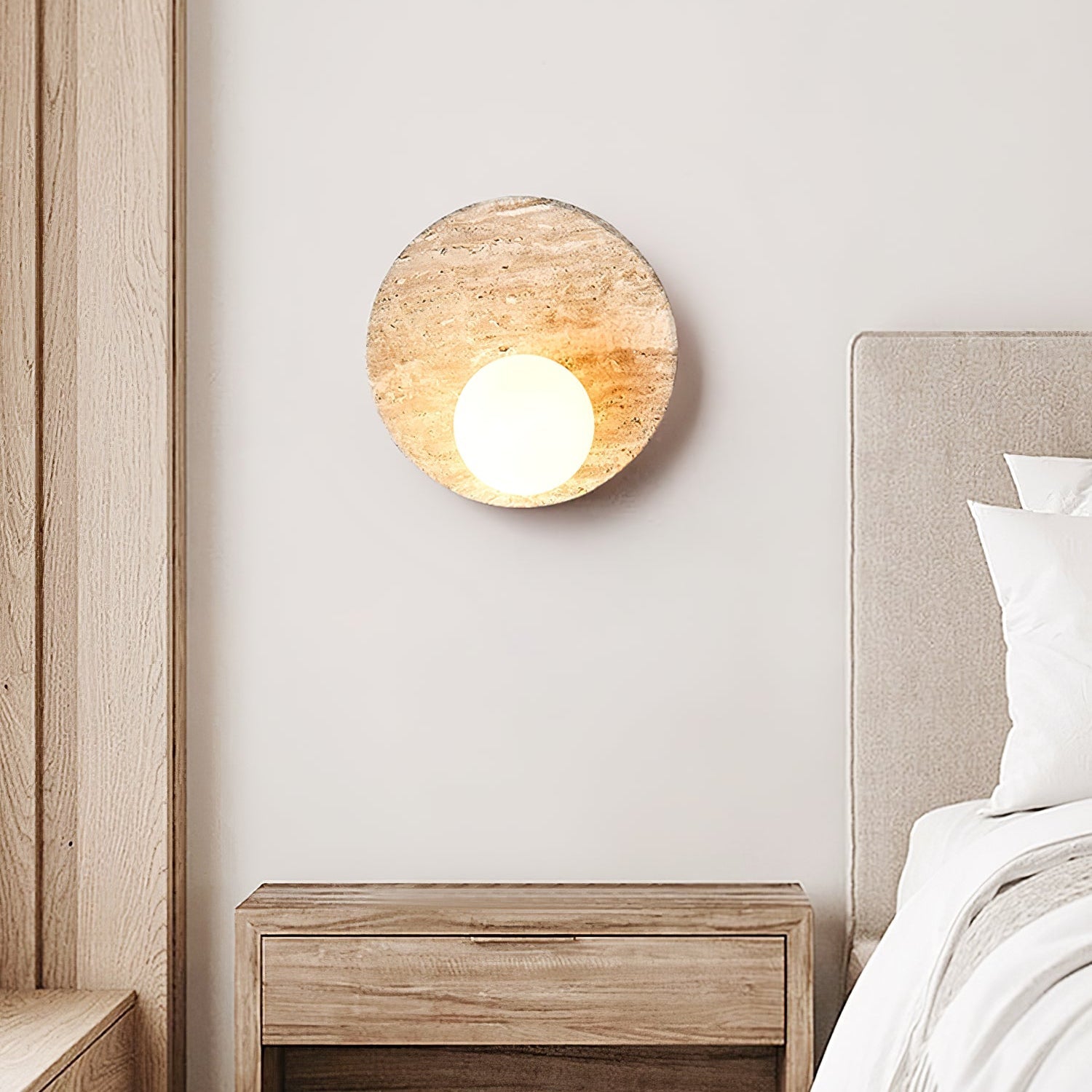Kivros Travertine Sconce-Neutral Decor