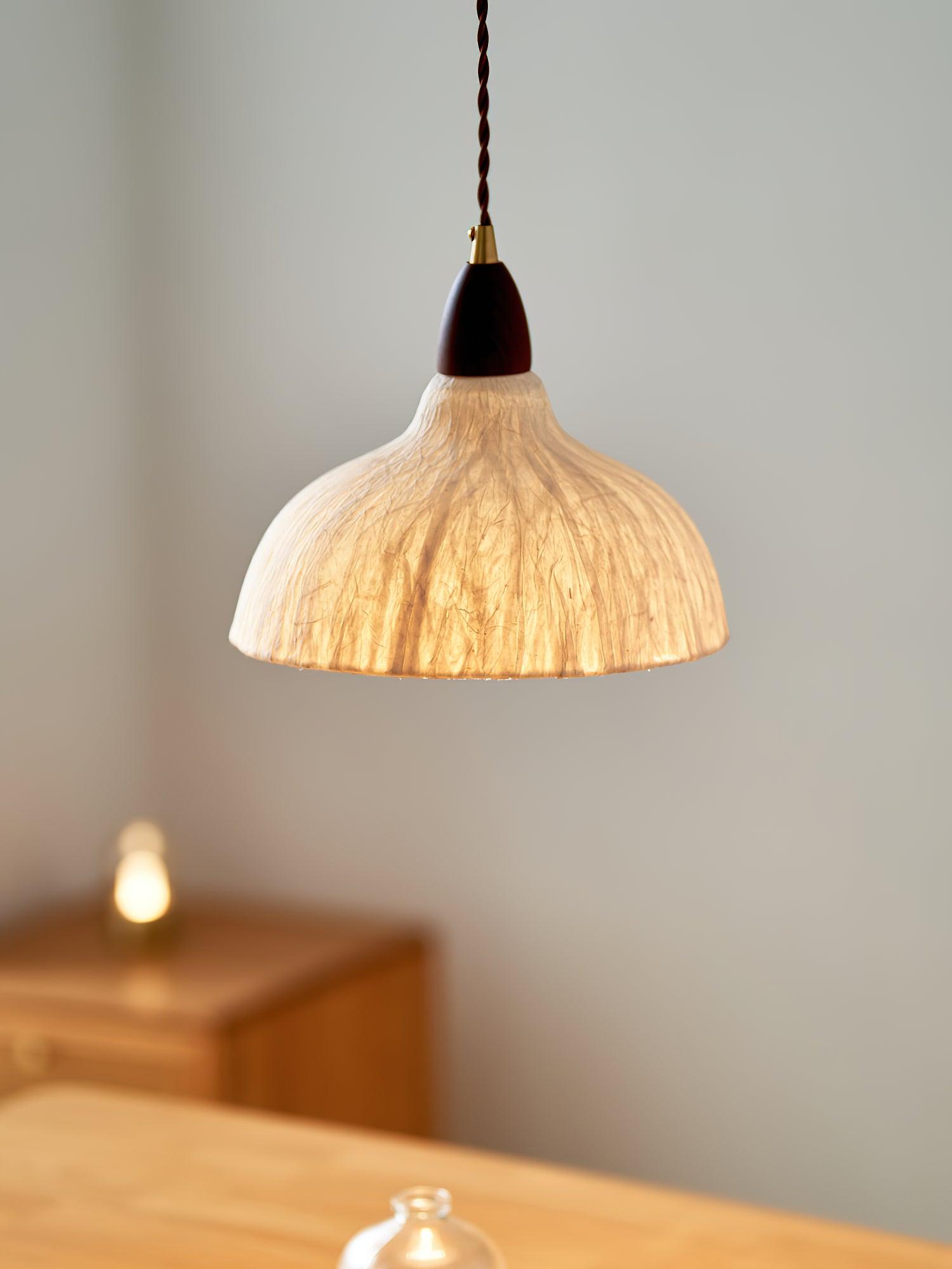 Locan Paper & Wood Pendant Lamp-Neutral Decor