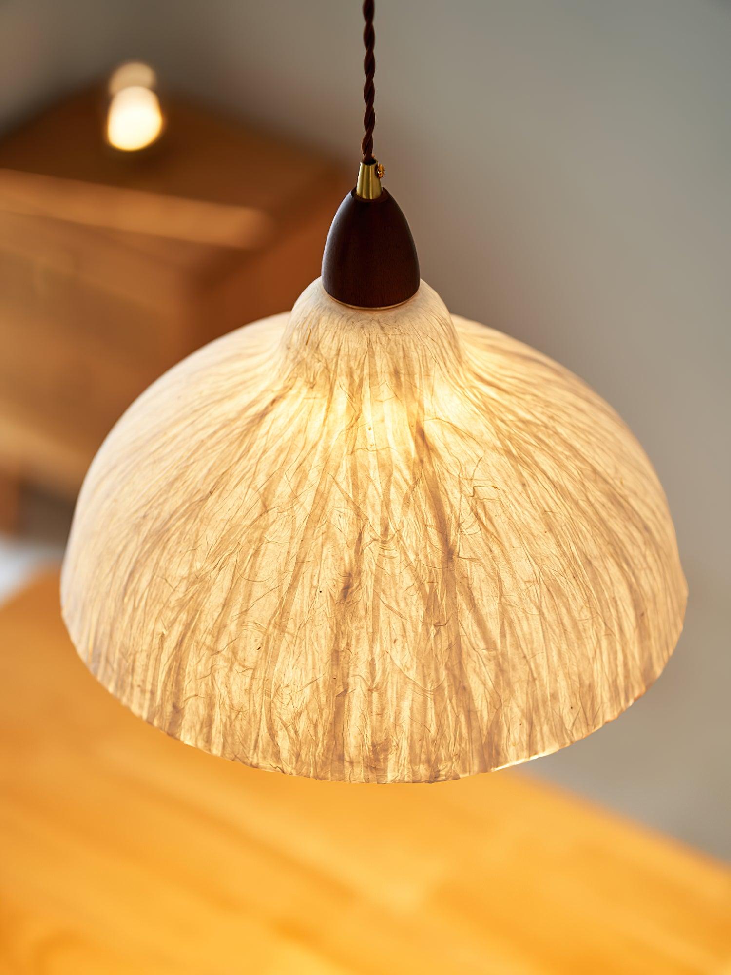 Locan Paper & Wood Pendant Lamp-Neutral Decor