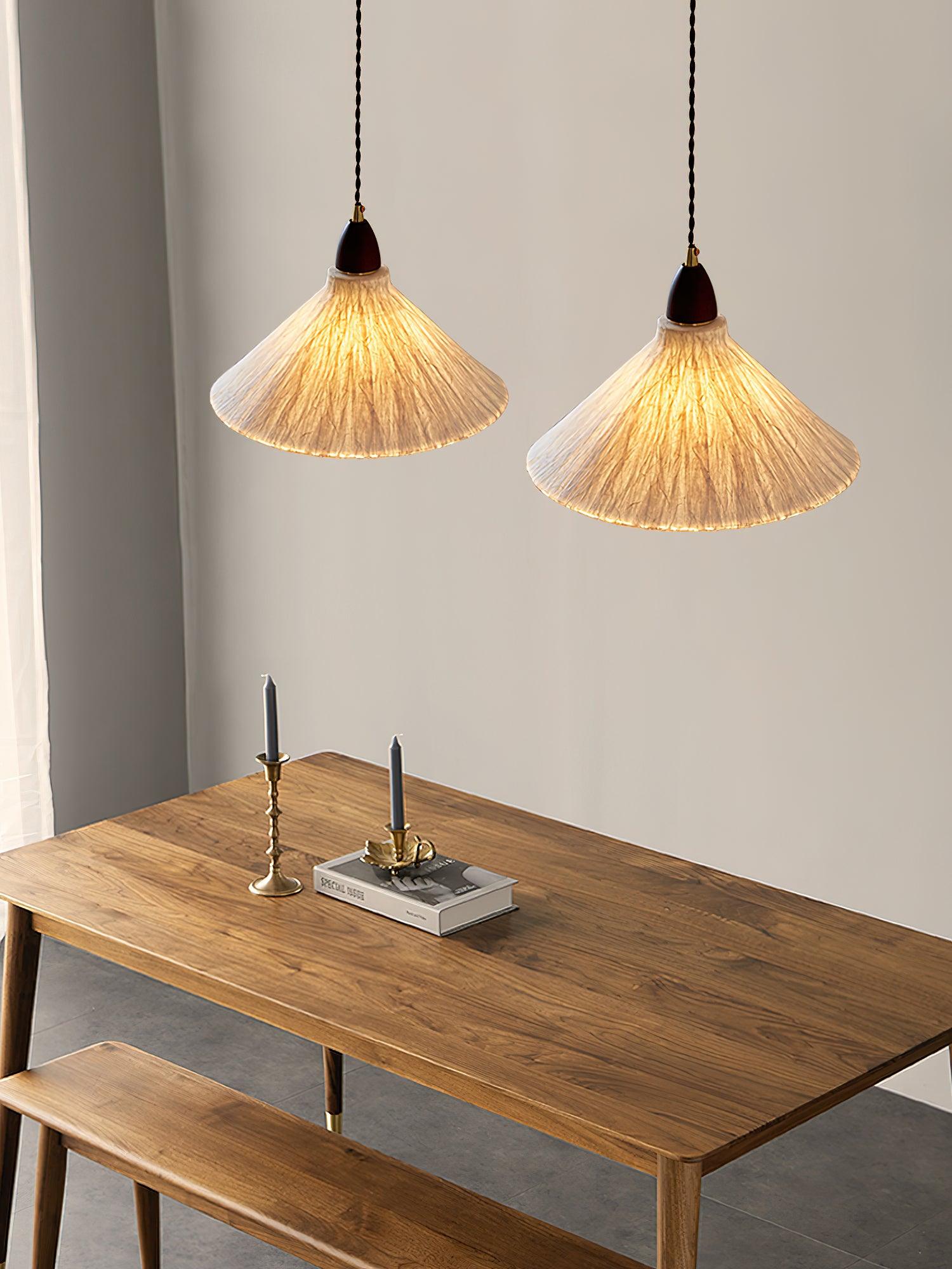 Locan Paper & Wood Pendant Lamp-Neutral Decor