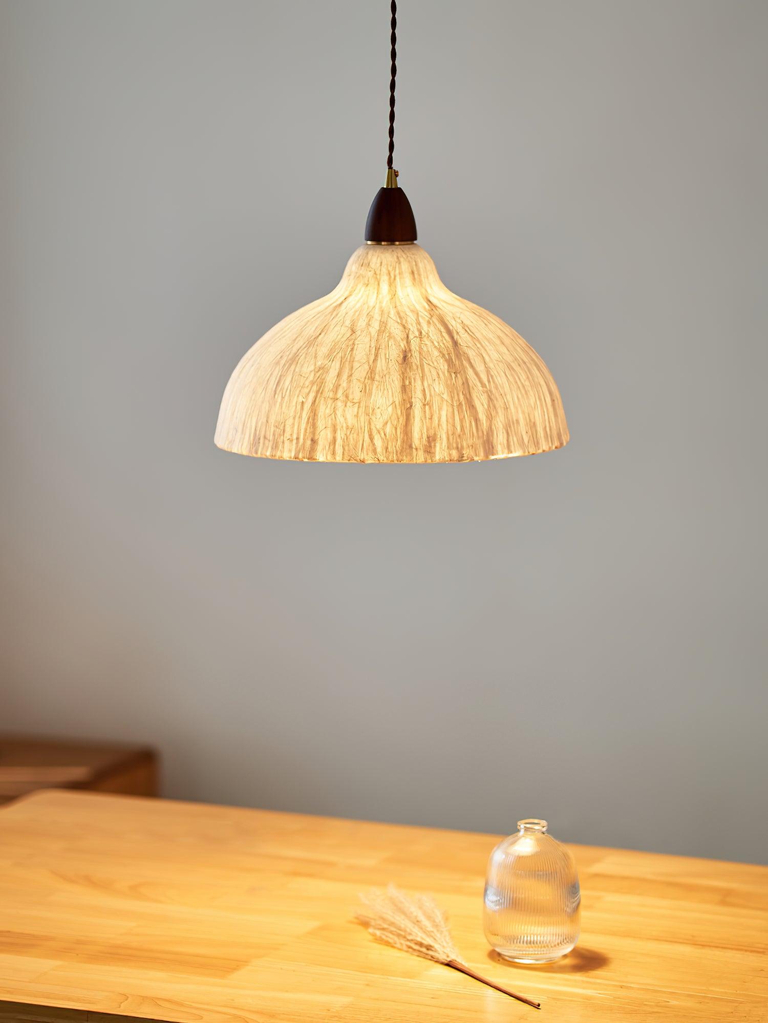 Locan Paper & Wood Pendant Lamp-Neutral Decor