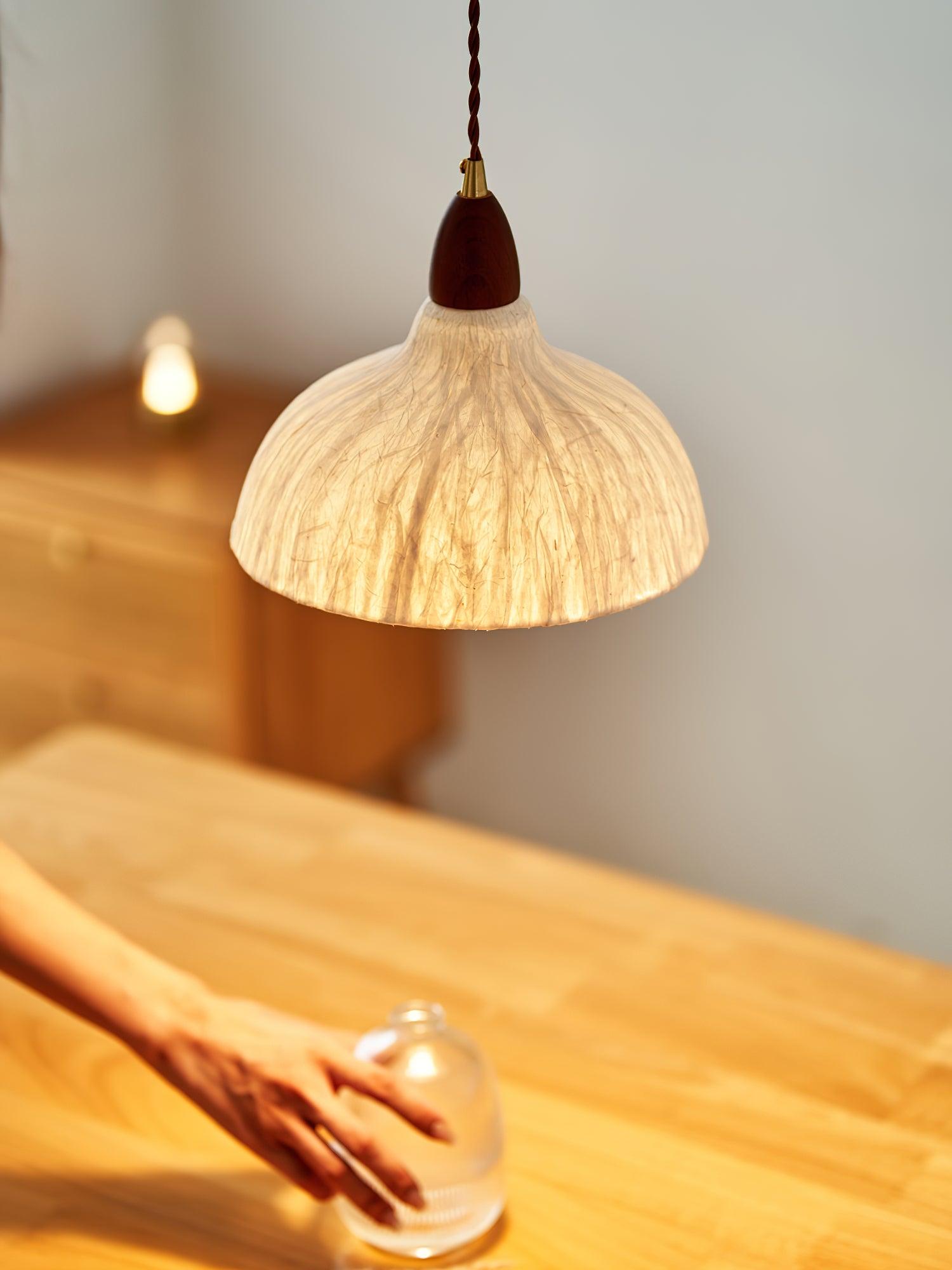 Locan Paper & Wood Pendant Lamp-Neutral Decor