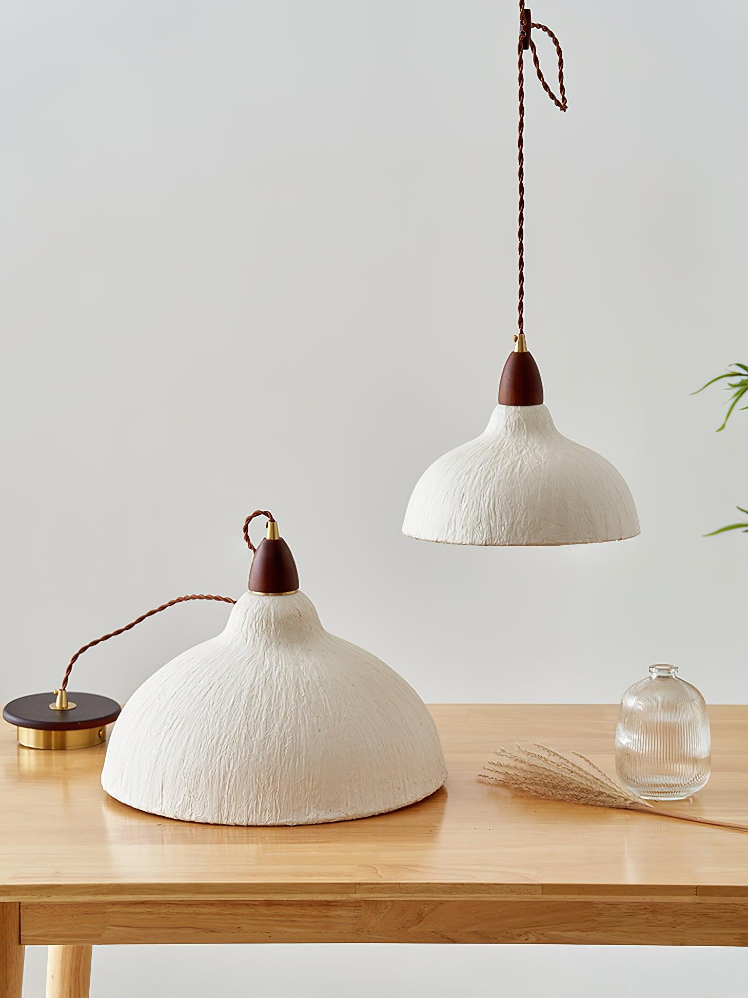 Locan Paper & Wood Pendant Lamp-Neutral Decor