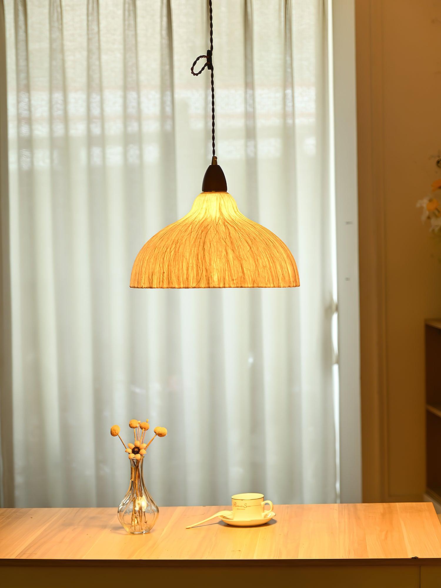 Locan Paper & Wood Pendant Lamp-Neutral Decor