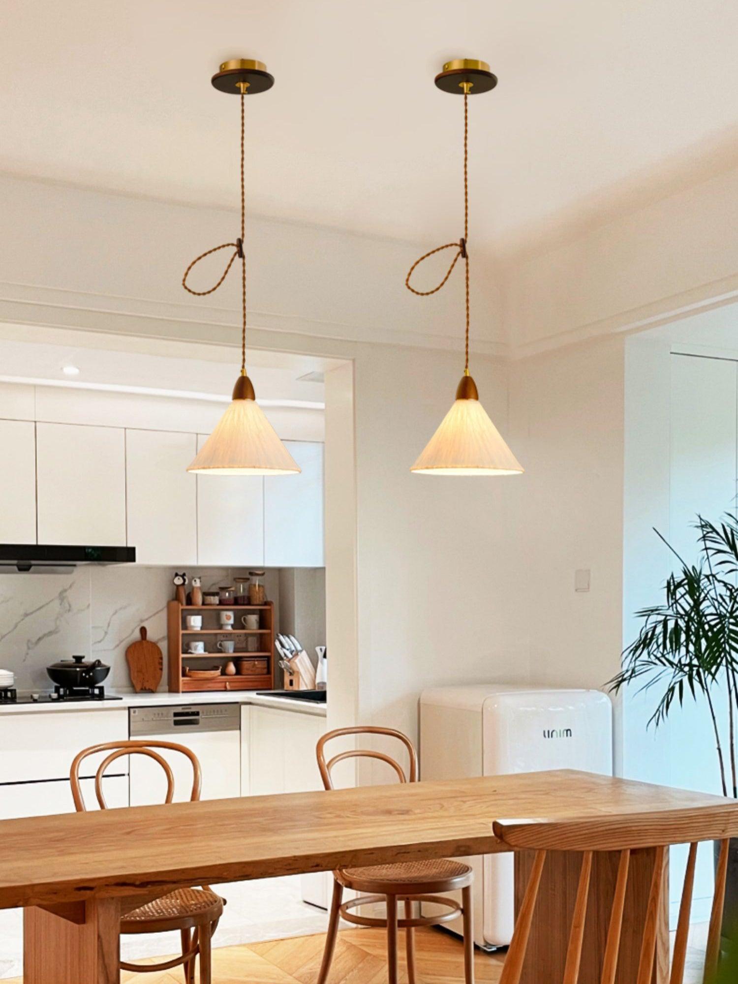 Locan Paper & Wood Pendant Lamp-Neutral Decor