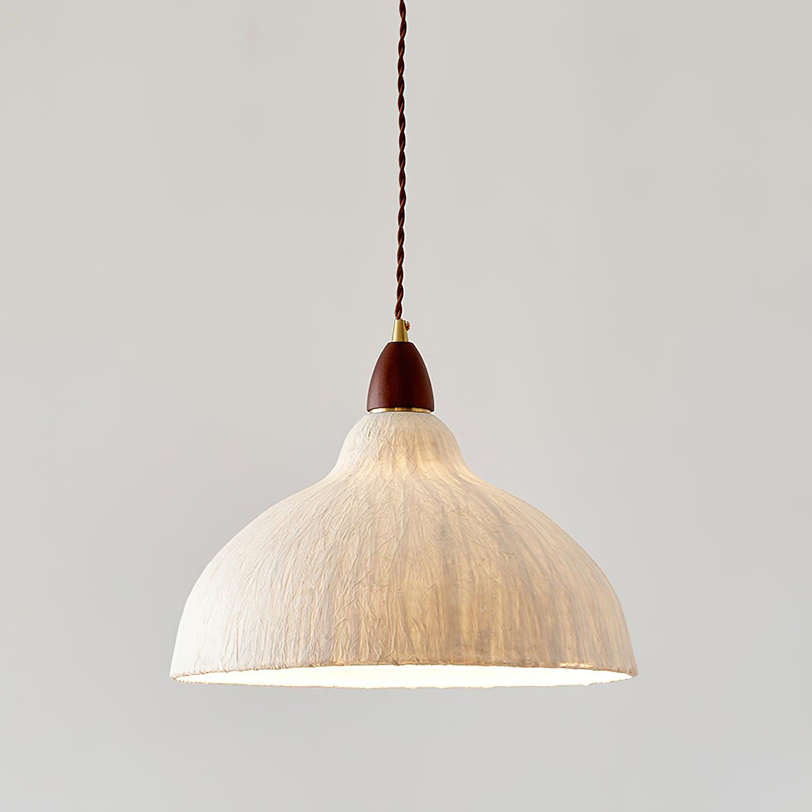 Locan Paper & Wood Pendant Lamp-Neutral Decor