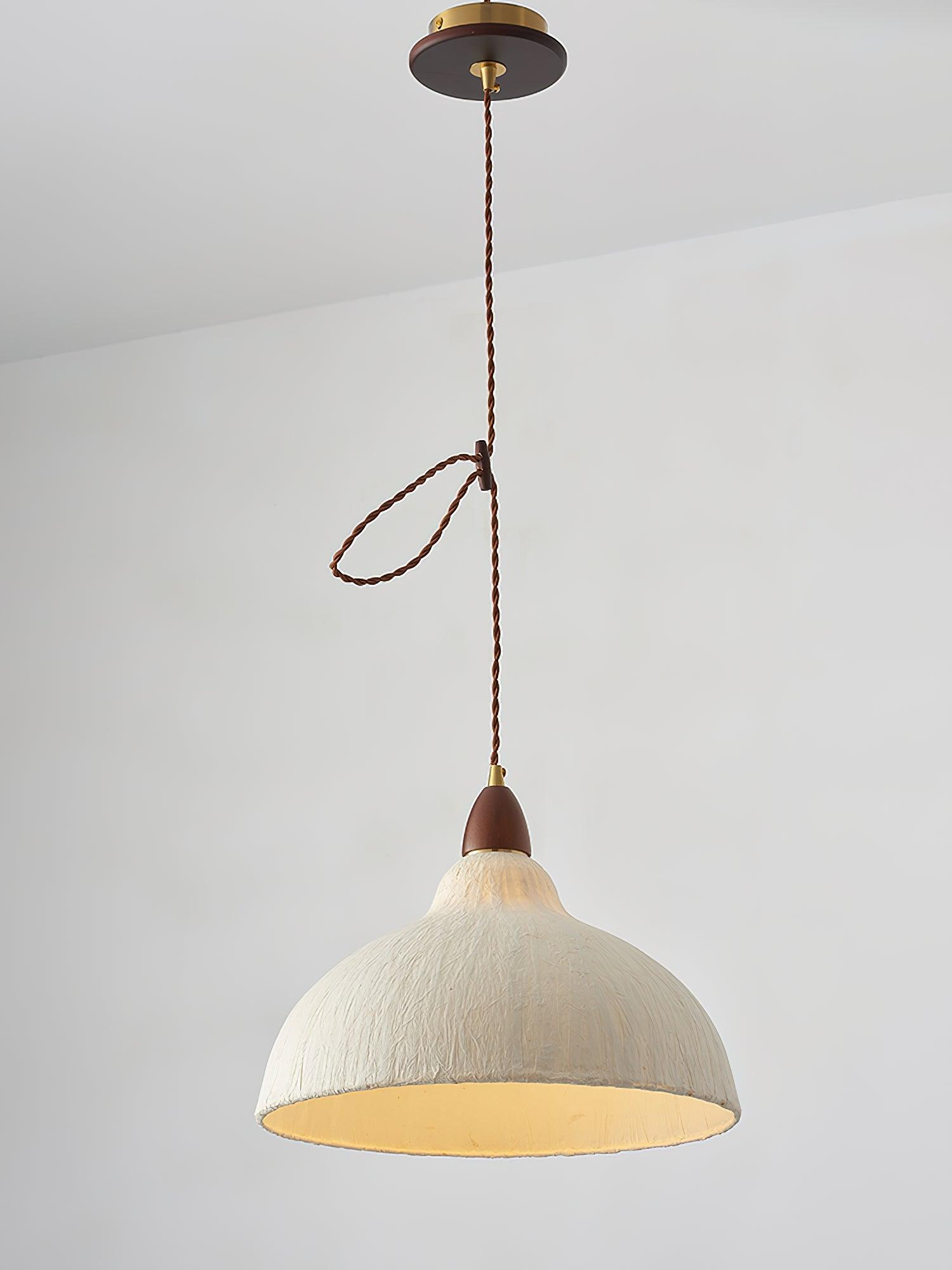 Locan Paper & Wood Pendant Lamp-Neutral Decor