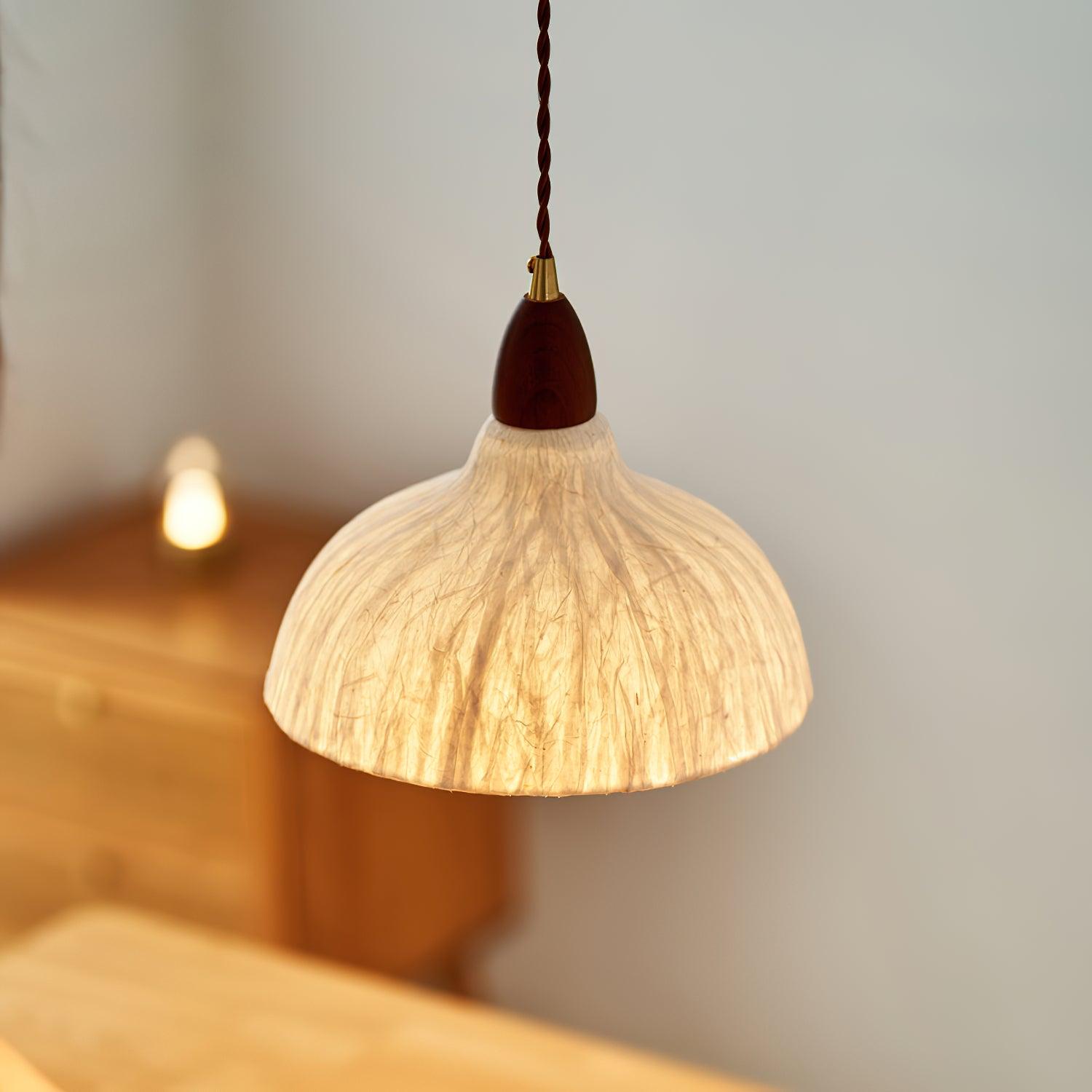Locan Paper & Wood Pendant Lamp-Neutral Decor