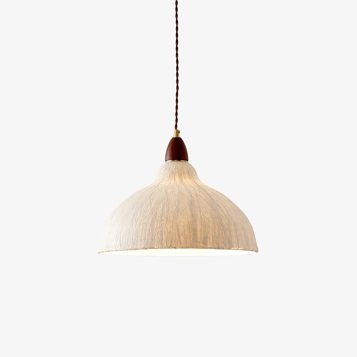 Locan Paper & Wood Pendant Lamp-Neutral Decor