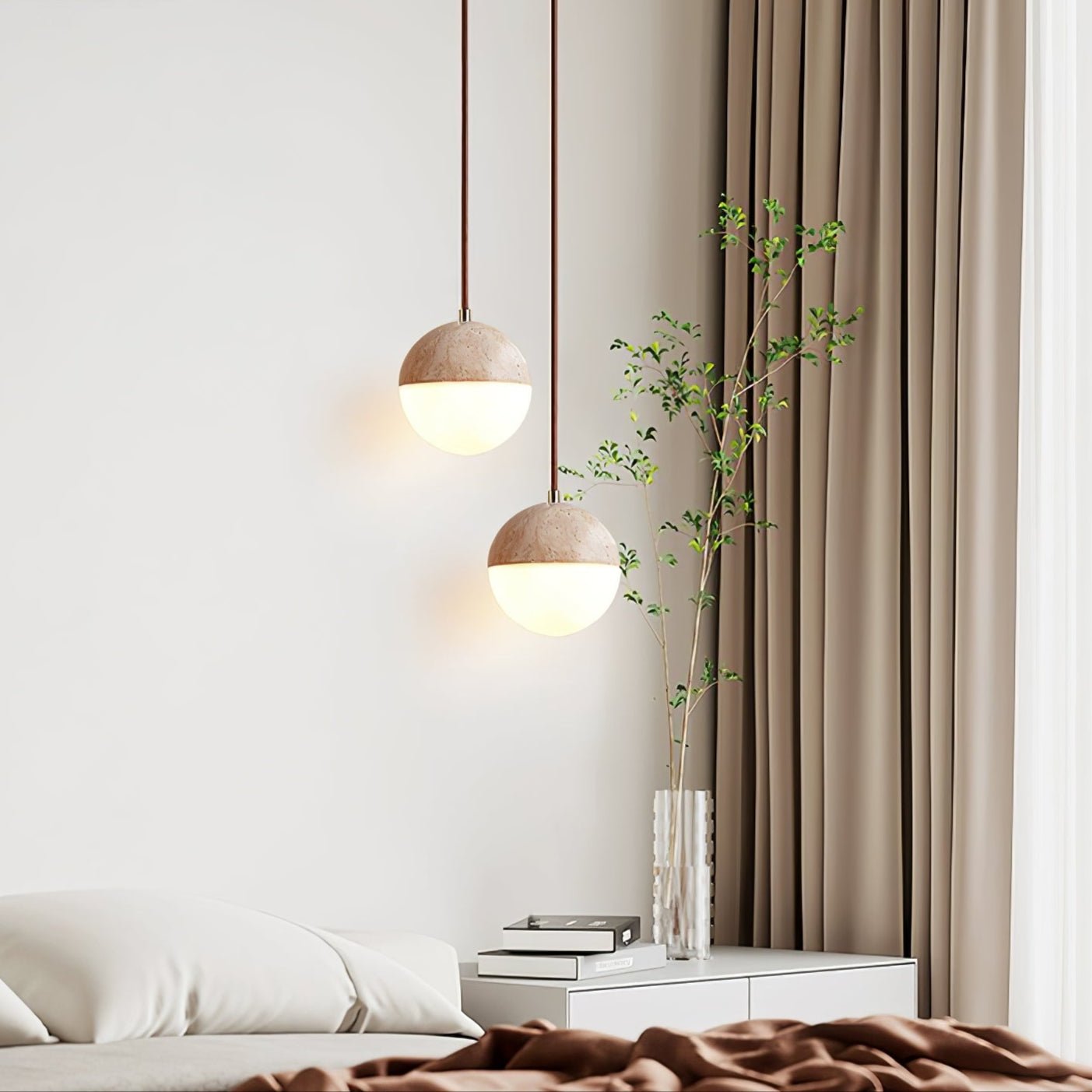 Vendrick Travertine Pendant Light-Neutral Decor