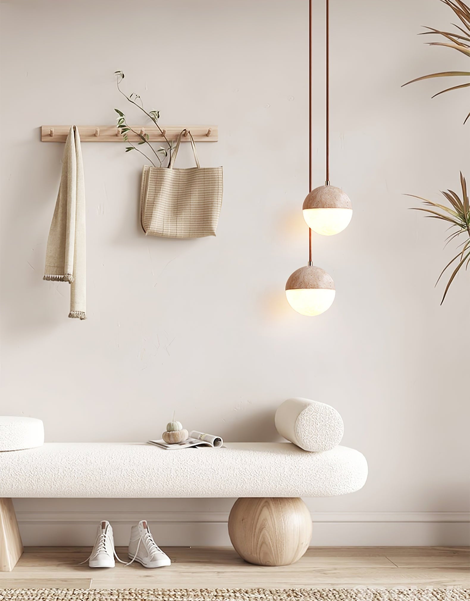 Vendrick Travertine Pendant Light-Neutral Decor