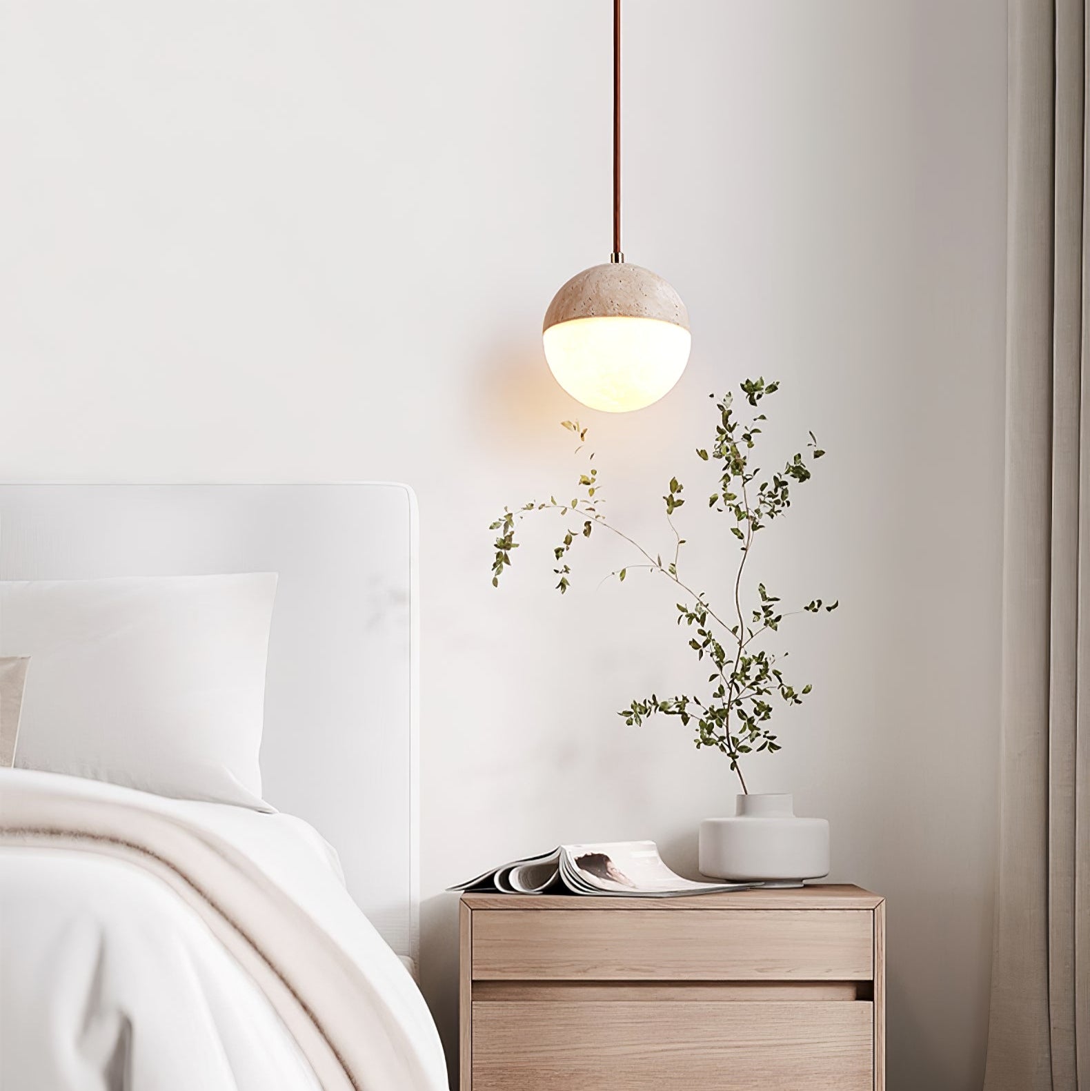 Vendrick Travertine Pendant Light-Neutral Decor
