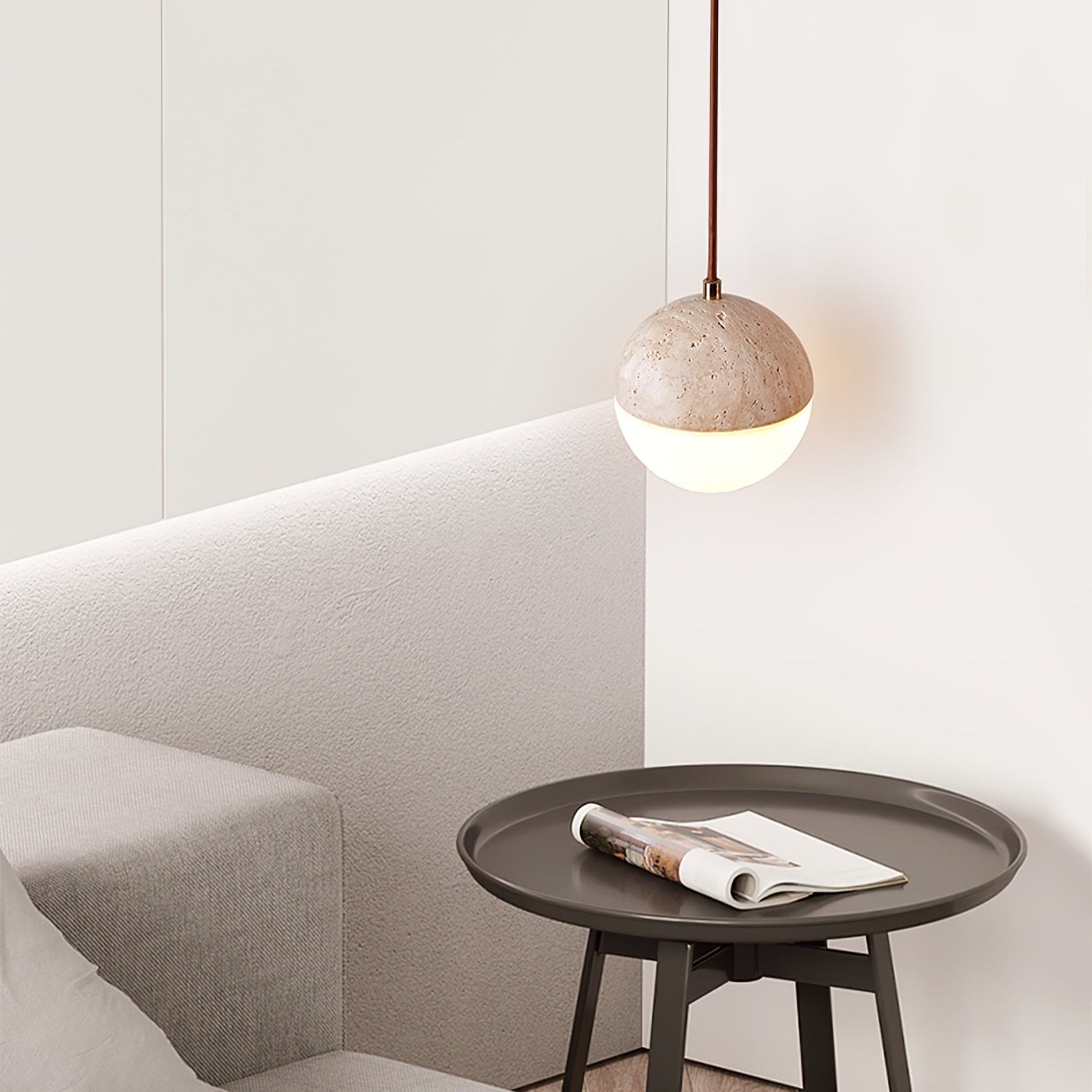 Vendrick Travertine Pendant Light-Neutral Decor