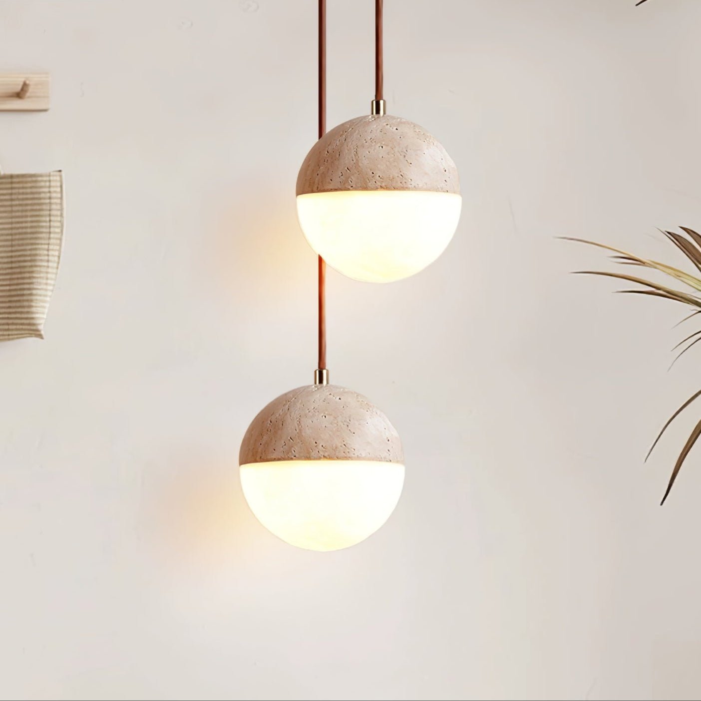 Vendrick Travertine Pendant Light-Neutral Decor