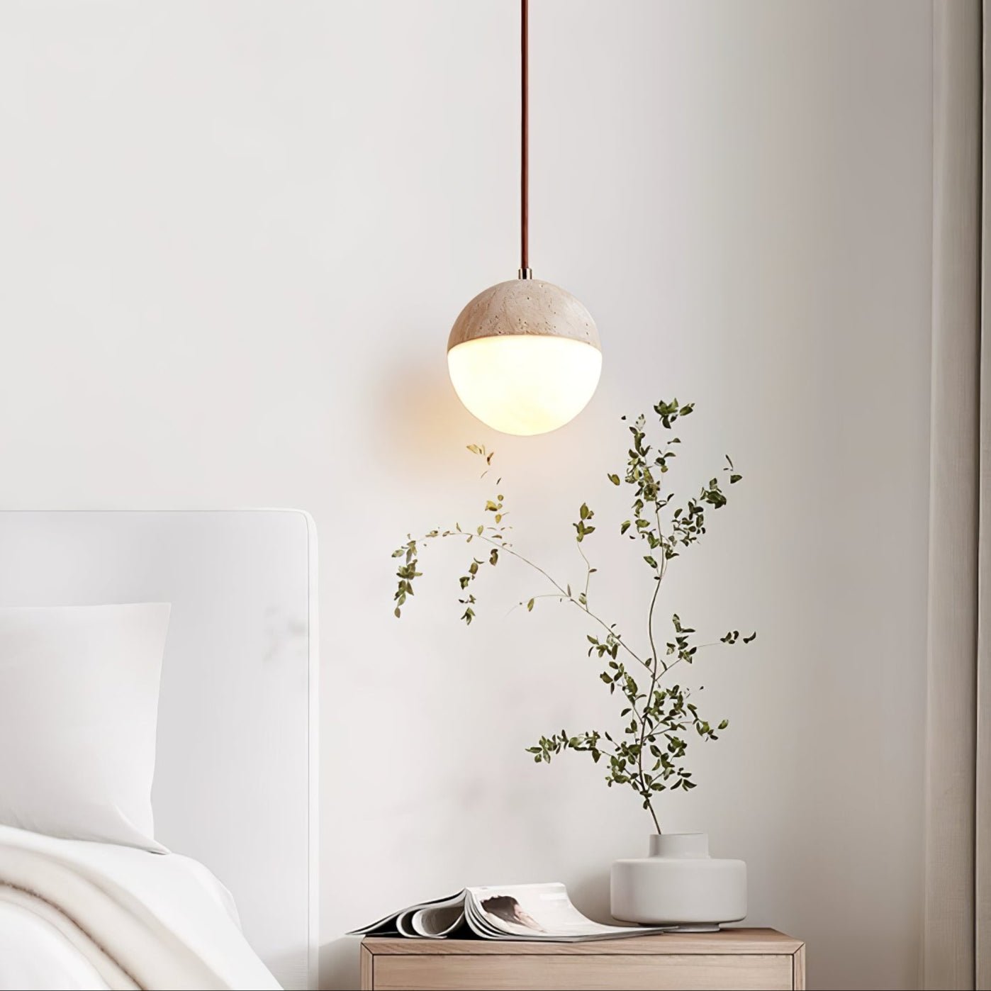 Vendrick Travertine Pendant Light-Neutral Decor