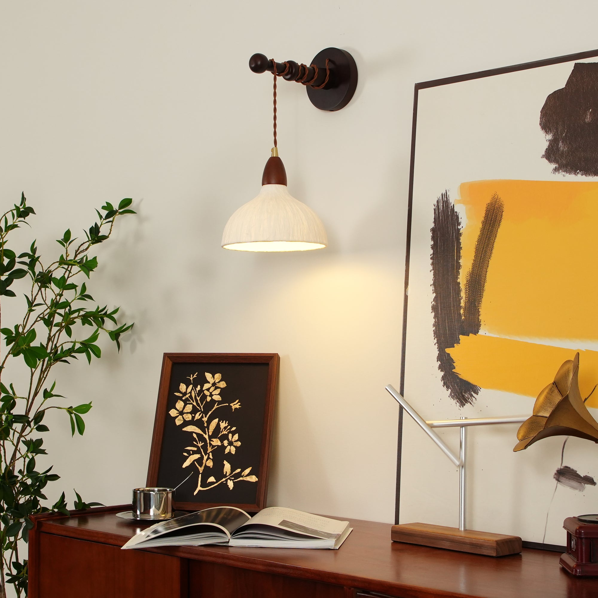 Vitheos Elegance Natural Walnut Wood Wall Lamp-Neutral Decor
