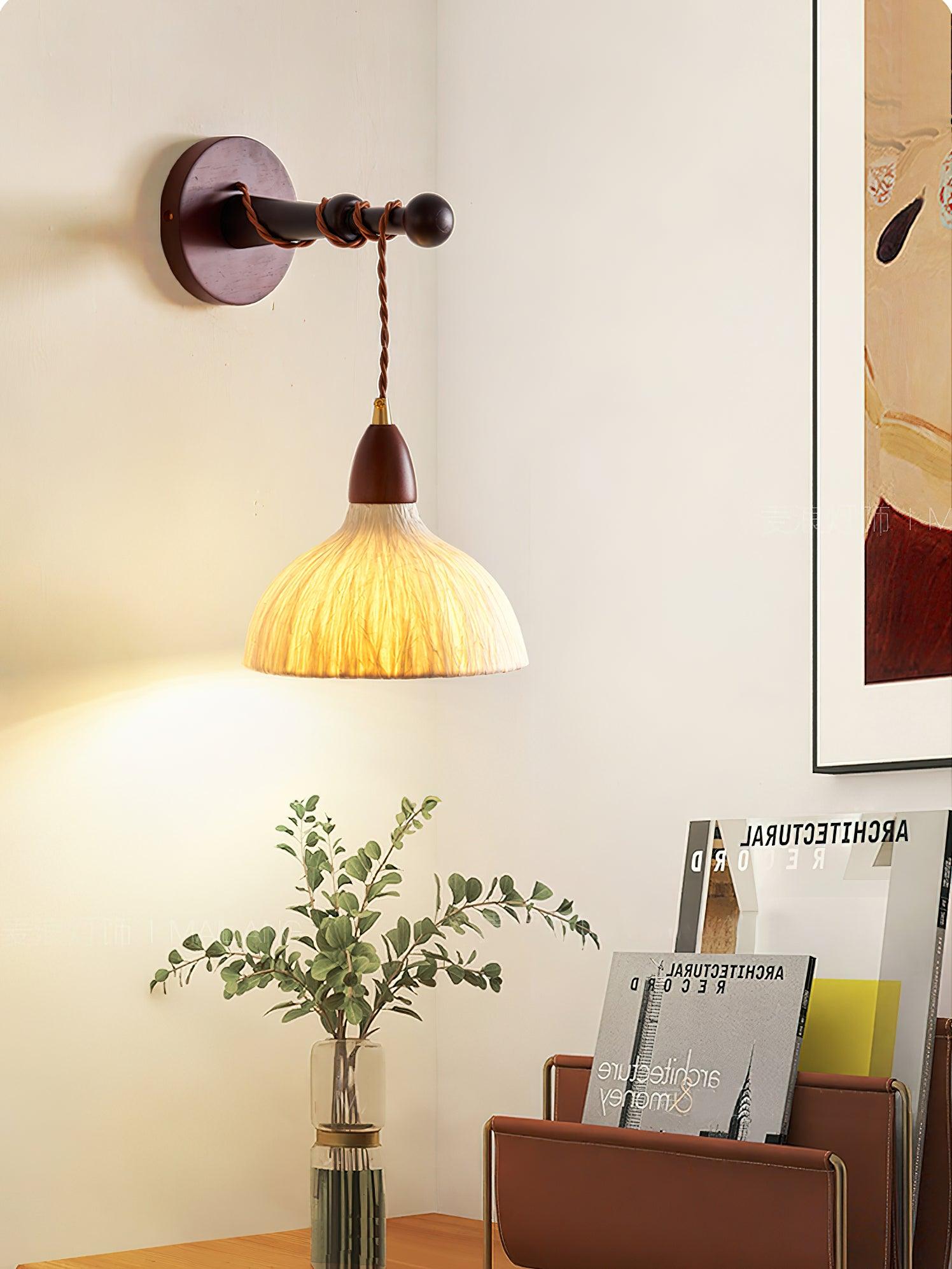 Vitheos Elegance Natural Walnut Wood Wall Lamp-Neutral Decor
