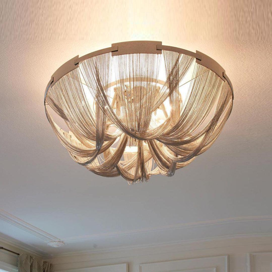 Talj Ceiling Light Tassel Aluminum Chain Nickel Frame-Neutral Decor