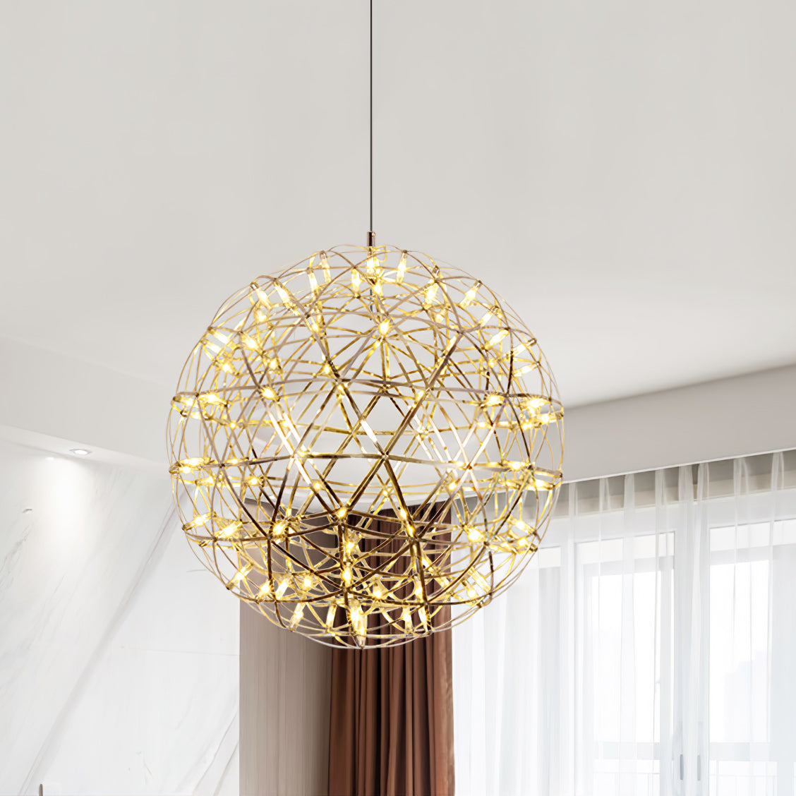 Silver Spark Ball Pendant Light-Neutral Decor