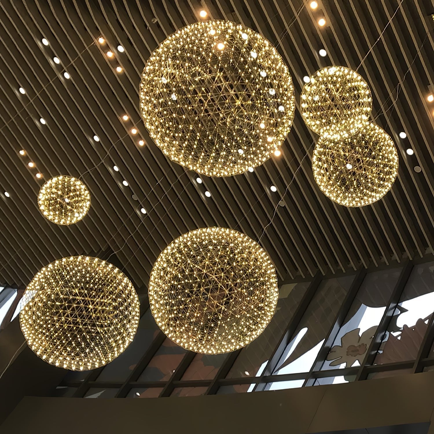 Gold Spark Ball Pendant Light-Neutral Decor